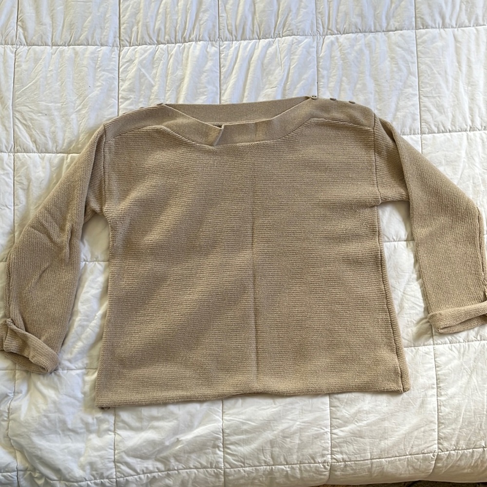 Carve Designs tan wool blend boatneck sweater
